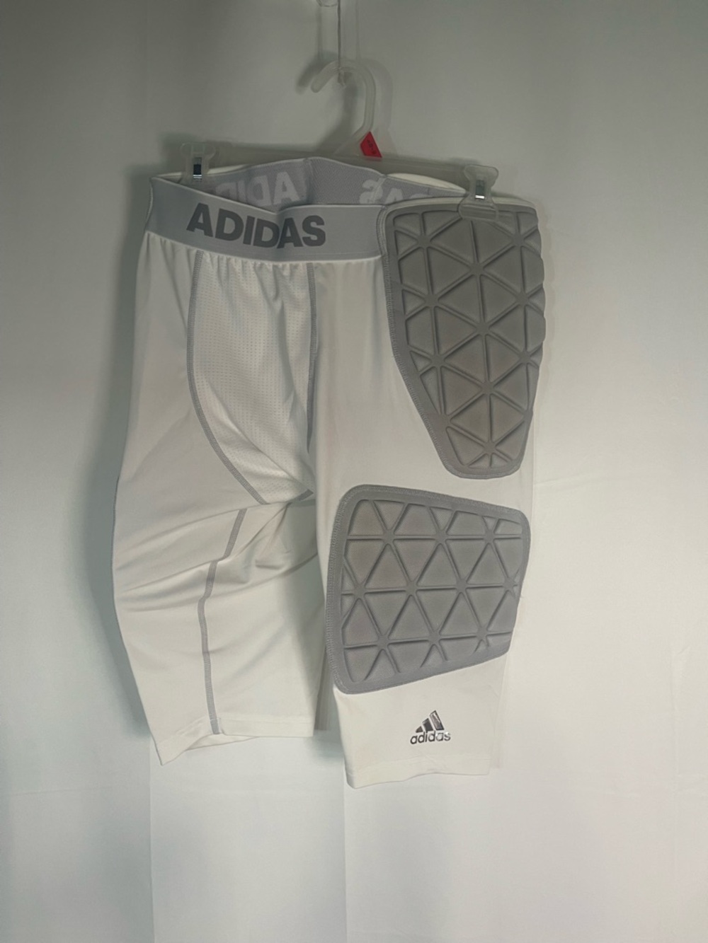 adidas White Compression Padded Athletic Shorts with Gray Pads